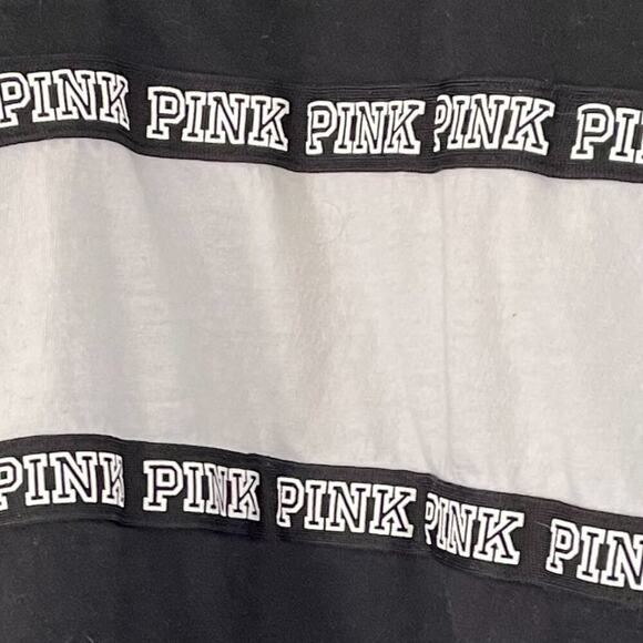 Victoria's Secret PINK Black White Rugby, Stripe Long Sleeve Polo Collar, Size S - Picture 4 of 15